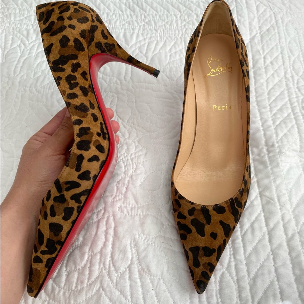 Christian Louboutin Clare 80 Leopard-print Suede Pumps